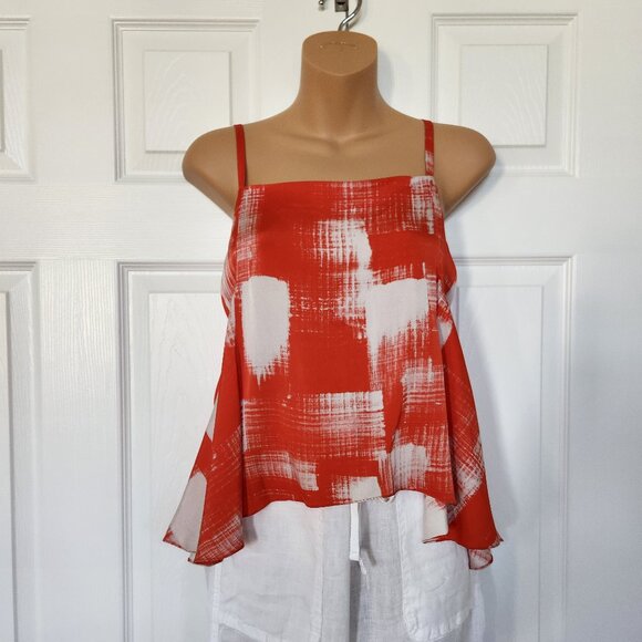 MARISSA WEBB SILK TOP RED AND GRAY ABSTRACT PATTERN SIZE XS - Picture 6 of 13